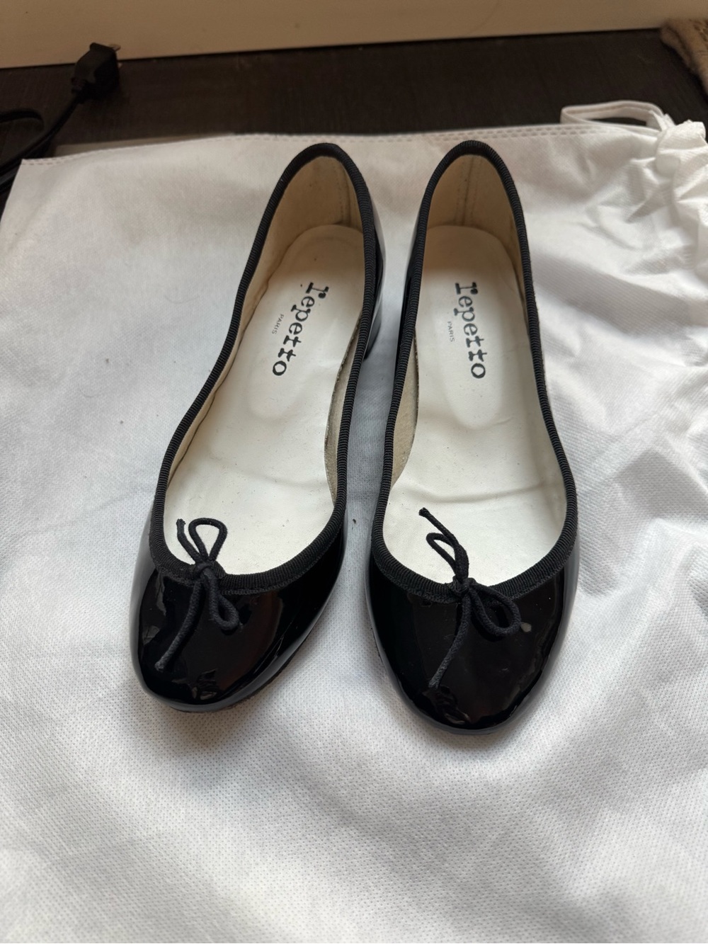 Repetto Black Patent Leather Ballet Flats